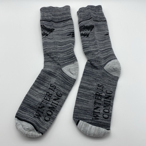 Game Of Thrones Gray & Black “Winter Is Coming” Unisex Socks NWOT - Picture 3 of 5